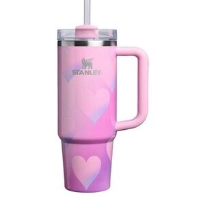 30 oz Stanley Pink Heart Design Tumbler with Straw